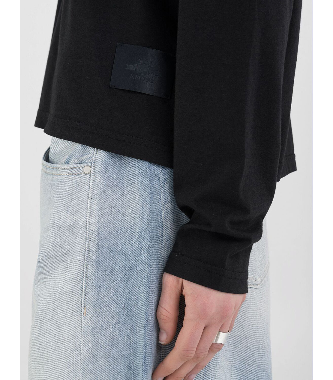 コットンレーヨンロングTシャツ 詳細画像 ライトブラック 4